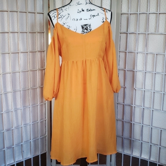 Anthropologie Dresses & Skirts - Moulinette Soeurs by Anthro yellow cold shoulder long sleeve high waist dress S